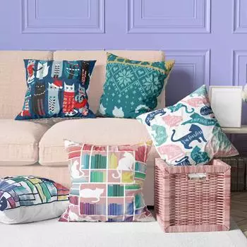 45x45 см книжная полка кошка принт наволочка домашний декор автомобиль диван подушка чехол 40x40cm