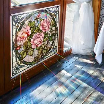 45x45 см красочная солнечная роза кирпичная паста статическая витрина клей ПВХ