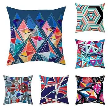 45x45 см Красочные Геометрические Линии Креативная Мозаика Чехол Для Подушки Гостиная Диван Офис Сиденье Украшения Дома 40x40cm