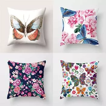 45x45 см красочный цветочный принт бабочки удобная полиэстеровая наволочка диван сиденье изголовье автомобиля наволочка домашний декор 40x40cm