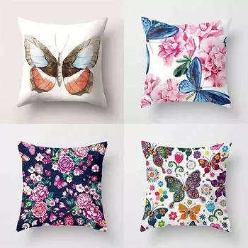 45x45 см красочный цветочный принт бабочки удобная полиэстеровая наволочка диван сиденье изголовье автомобиля наволочка домашний декор 40x40cm