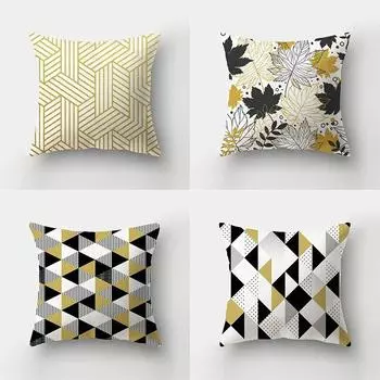 45x45 см квадратная наволочка с геометрическим рисунком и листьями тропических растений, короткая плюшевая наволочка для дивана, офисного сиденья, домашний декор 40x40cm