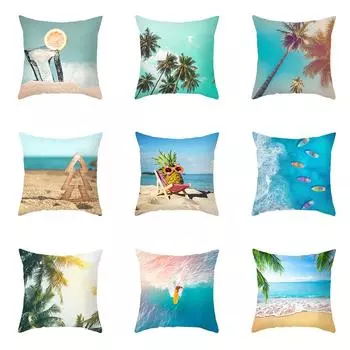 45x45 см летний океанский пляжный пейзаж с принтом наволочка для дома гостиная украшение дивана наволочка 40X40CM