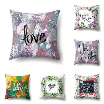 45x45 см Лето Алфавит Цветочный Наволочка Свадебная Вечеринка Пара Домашний Декор Красочные Тропические Растения Листья Диван Чехлы 40x40cm