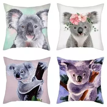 45x45 см милый чехол для подушки с изображением коалы, полиэстеровая наволочка с мультяшным животным, чехол для гостиной, дивана, офисного сиденья, домашний декор 40x40cm