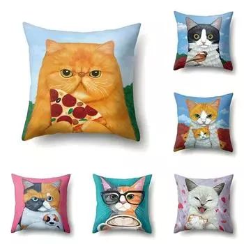 45x45 см милый мультфильм домашнее животное кошка наволочка гостиная диван офисное автокресло поясная подушка украшение дома 40x40cm