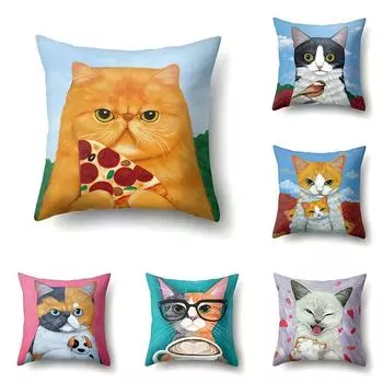 45x45 см милый мультфильм домашнее животное кошка наволочка гостиная диван офисное автокресло поясная подушка украшение дома 40x40cm