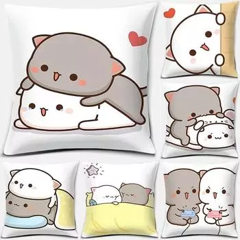 45x45 см мультяшная милая наволочка мокко-моти персиковый кот диван украшение автомобиля для дома 45x45cm