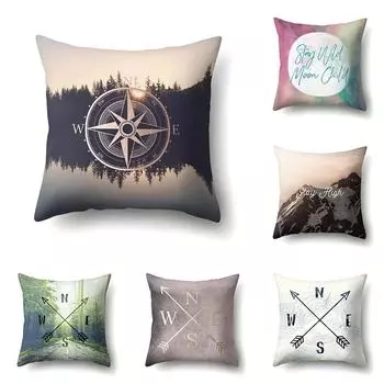 45x45 см наволочка с натуральным горным деревом и пейзажем для гостиной, дивана, офисного сиденья, наволочка, креативный орнамент, украшение для дома 40x40cm