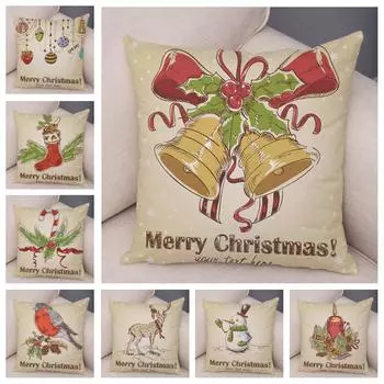 45x45 см носки с героями мультфильмов Санта-Клауса, снеговик, олень, колокольчик, наволочка, диван, украшение для дома, автомобиля, Рождественская наволочка, наволочка 40x40cm