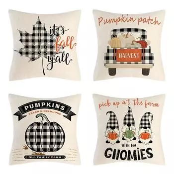 45x45 см осень наволочка на День благодарения тыква клен гном принт современная молния украшение урожая диван спальня квадратная подушка наволочка A