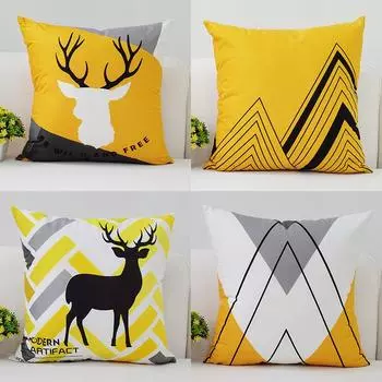 45x45 см Подушка с надписью Лось, украшение наволочка, чехол для автомобильной подушки, черный, желтый, модный домашний декор для гостиной, спальни 40x40cm