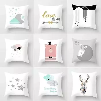 45x45 см простой милый мультфильм облако луна звезда геометрический узор наволочка диван офисное сиденье автомобиля украшение дома 40x40cm