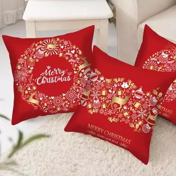 45x45 см Рождественская квадратная наволочка Красный Лось Снежинка Колокольчик Чулок Звезда Молния Многоразовый Диван Украшение Спальни Подушка Чехлы Праздничные Атрибуты 45cm B