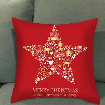 45x45 см Рождественская квадратная наволочка Красный Лось Снежинка Колокольчик Чулок Звезда Молния Многоразовый Диван Украшение Спальни Подушка Чехлы Праздничные Атрибуты 45cm B