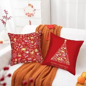 45x45 см Рождественская квадратная наволочка Красный Лось Снежинка Колокольчик Чулок Звезда Молния Многоразовый Диван Украшение Спальни Подушка Чехлы Праздничные Атрибуты 45cm B