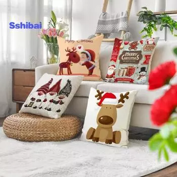 45x45 см Рождественская квадратная наволочка с рисунком Санта-Оленя гнома с цифровым принтом на молнии многоразовый диван украшение для спальни B