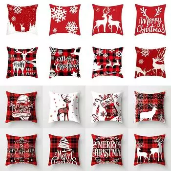 45x45 см Рождественский чехол для подушки, украшения для дивана, сиденье автомобиля, наволочка, Рождественское украшение, Новогоднее украшение дома 40x40cm