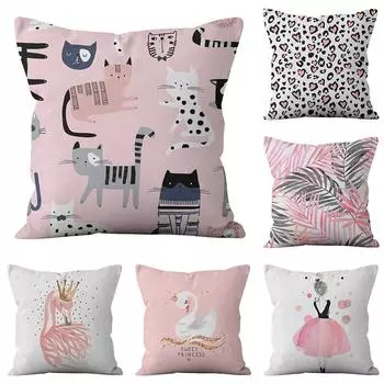 45x45 см розовая наволочка принцессы с буквами ins Nordic Crown Animal Чехлы для подушек диван офисное сиденье украшение дома наволочка 40x40cm