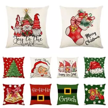 45x45 см с Новым годом Санта-Клаус наволочка с принтом для дома, гостиной, дивана, декоративная наволочка 40X40CM