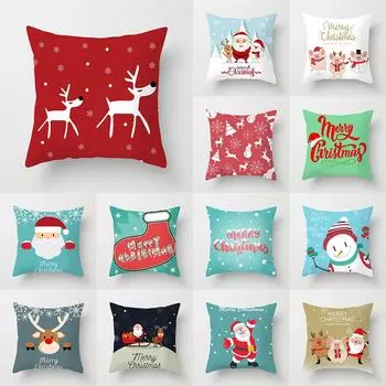 45x45 см с Рождеством мультфильм старик лось принт наволочка для дома гостиная диван украшение полиэстер наволочка 40X40CM