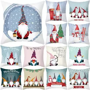 45x45 см С Рождеством Санта-Клаус карлик Чехлы для подушек с принтом Главная Гостиная Диван Украшение Наволочка 40X40CM