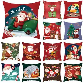 45X45 см Счастливого Рождества Санта-Клаус Напечатанный чехол на подушку для домашней гостиной украшение дивана квадратная наволочка 40X40CM