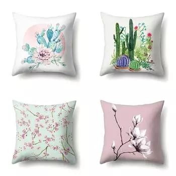 45x45 см серия с принтом растений, цветов и листьев, наволочка для дивана, офисное сиденье, автомобильная подушка, украшение для дома 40x40cm