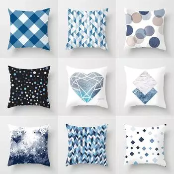 45x45 см синий геометрический рисунок наволочка для дома гостиная диван украшение пледы наволочка 40X40CM