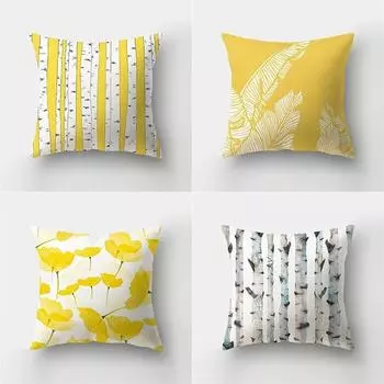 45x45 см современный простой желтый цветок наволочка лист растение персиковая кожа наволочка диван офис гостиная украшение дома 40x40cm