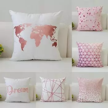 45x45 см теплый розовый геометрический чехол для подушки ананас письмо простая подушка ins печать плакат диван офис украшение дома 40x40cm