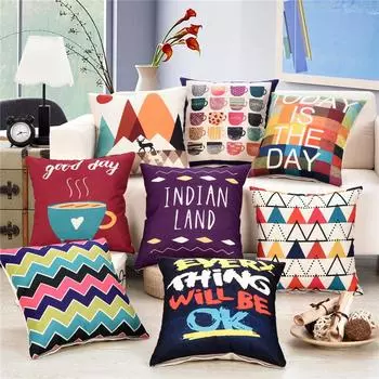 45x45 см винтажный геометрический принт наволочка для диванной подушки из хлопка и льна для домашнего стула наволочка на талию 45x45cm