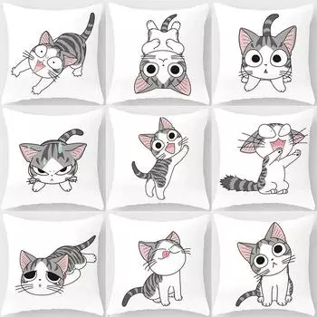 45x45 см забавный милый чехол для подушки с изображением кота, наволочка с изображением домашнего животного для гостиной, дивана, спальни, украшение для дома, наволочка 40x40cm