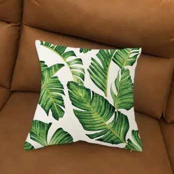 45x45 см зеленый растительный принт наволочка невидимая молния льняная подушка съемный наволочка для домашнего офиса декор дивана D