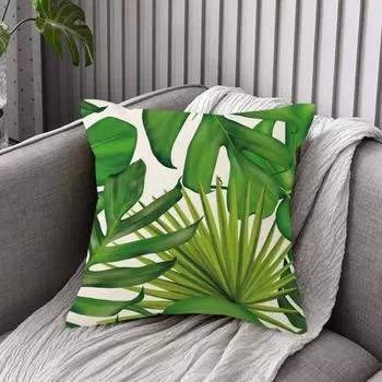 45x45 см зеленый растительный принт наволочка невидимая молния льняная подушка съемный наволочка для домашнего офиса декор дивана
