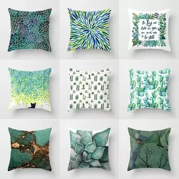 45x45 см зеленый растительный принт с узором наволочка для дома, гостиной, дивана, офиса, украшение, наволочка 40X40CM