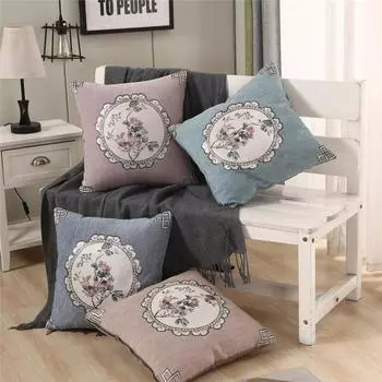 45x45cm Classical Chenille Rose Flower Jacquard Sofa Cushion Cover Home Living Room Decor Pillowcase 45x45cm серый