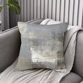 45x45CM Геометрическая абстрактная наволочка Современный диван Украшение спальни Многоразовый цвет Бежево-серый Цветной блок Квадратная подушка Чехол A