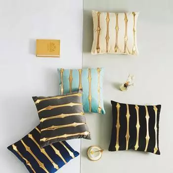 45x45cm High Quality Thicken Velvet Gold Striped Embroidered Living Room Bedroom Sofa Cushion Cover Home Decoration 45x45cm озеро синий