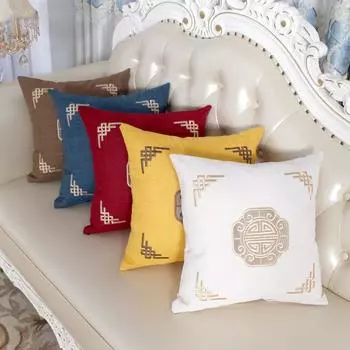 45x45cm Thicken Applique Embroidered Throw Pillowcase Sofa Cushion Cover Home New Year Decoration 45x45cm темно-синий