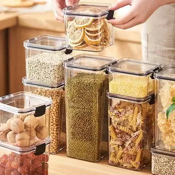 460-1800 мл герметичные банки кухонный органайзер для хранения зерна большой резервуар пластиковый влагостойкий ящик для хранения бытовые банки для приправ