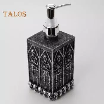 460 мл Дозирующий флакон с рисунком черепа, квадратный дозатор для лосьона, эфирных масел, мыла, 3D-дизайн, противоскользящее основание из смолы, дозирующий флакон для ванной комнаты чёрный