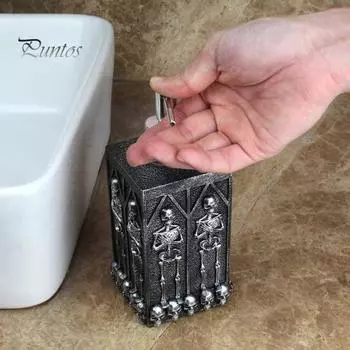 460 мл Дозирующий флакон с рисунком черепа, квадратный дозатор для лосьона, эфирных масел, мыла, 3D-дизайн, противоскользящее основание из смолы, дозирующий флакон для ванной комнаты чёрный