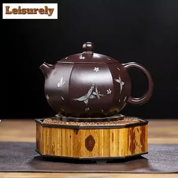 460 мл изысканные чайники из фиолетовой глины Исин, чайник ручной работы из необработанной руды, фиолетовый глиняный чайник с заварочным устройством, чайный набор «Цзыша», чайная утварь в подарок
