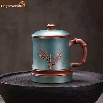 460 мл | Кружка для чая Yixing Zisha с фильтром | Bamboo Breeze | Набор из 5 предметов - Zi Ni 460ml