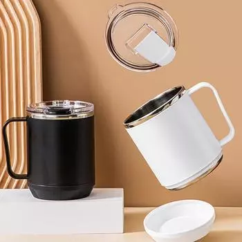 460 мл кружка для кофе из нержавеющей стали с термоизоляцией и ручкой снизу, подогреваемый дизайн, чашка для молока и воды для домашнего офиса 401-500ml