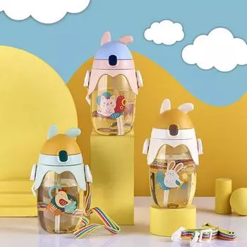 460 мл милые кроличьи уши, детская соломенная чашка, летняя чашка для детского сада, ребенок учится пить, портативная чашка для воды на открытом воздухе 460ML розовый