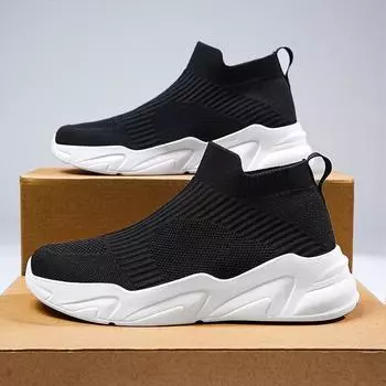 46 больших размеров мужская обувь летняя дышащая сетчатая обувь с тонкой сеткой 47 средних размеров обувь с вязаными носками без шнурков 36 бежевый