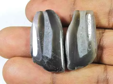 46 карат черный срез окрашенного друзового агата, пара, фантазийные россыпные драгоценные камни 16X30 мм SK-2199