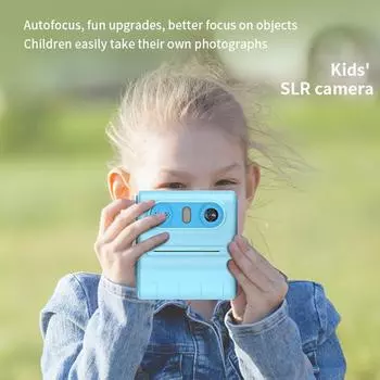 46-мегапиксельная камера мгновенной печати 1080P Мини-термопринтер с 3 рулонами фотобумаги 2,4-дюймовый IPS-экран Детская видеокамера синий